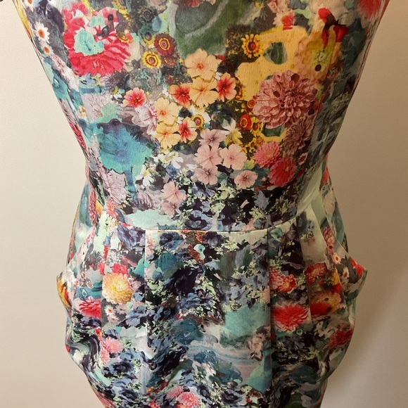 19. H&M Blue and Pink Ruched Peplum Mini Dress Size unknown see description - Picture 4 of 8